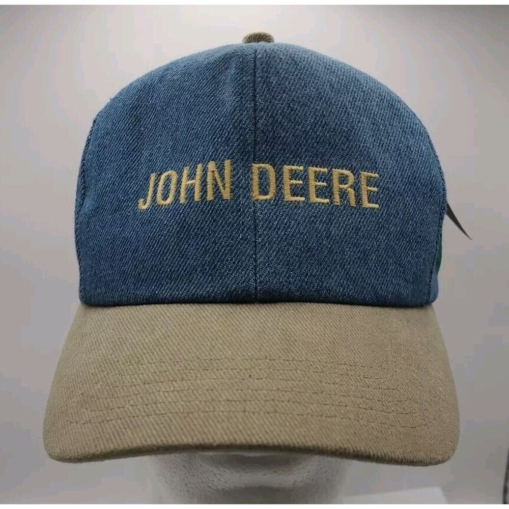 Vintage NWT John Deere Hat Cap SnapBack Blue Jean Tan‎ Visor Embroidered Combine